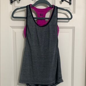 Nike Women's Gray and Pink Tank Top